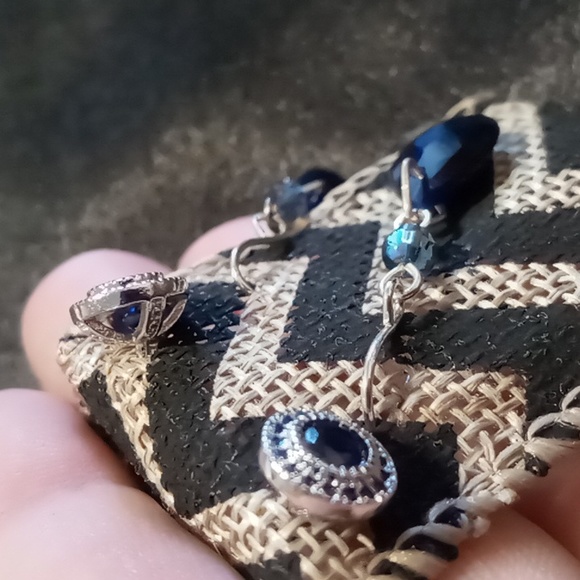 Claire's Blue crystal stud and drop crystal earrings. - Picture 2 of 5